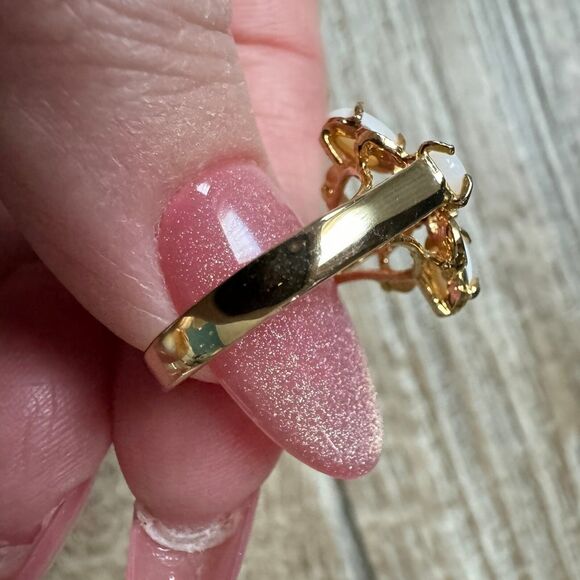 Vintage Gold Plated Opal Ring - Picture 8 of 11